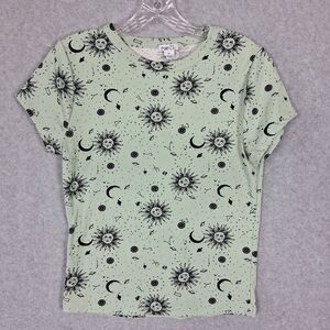 Rue 21 Womens Top XL Green Celestial Sun Moon Stars Witchy Fairy Whimsigoth Boho